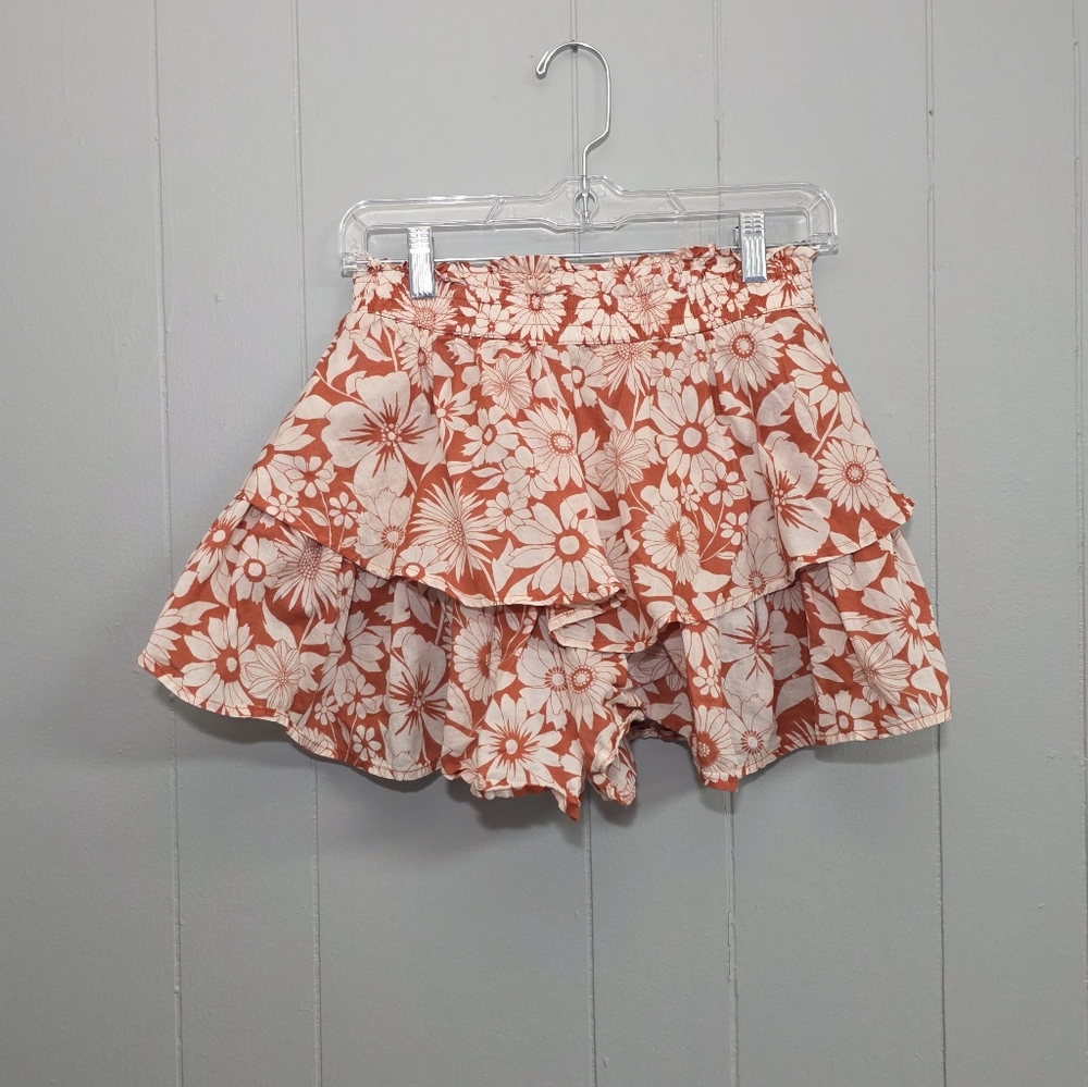 American Eagle Tiered Floral Ruffle Skort Size S
